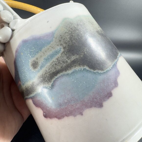 Studio Art Pottery Basket Vase With Wood Handle Artist Signed Ceramic Vintage - Picture 16 of 16